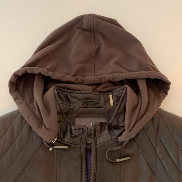 Cole Haan genuine leather jacket with detachable cotton jersey hood. ✨LIKE NEW✨ - Picture 7 of 15